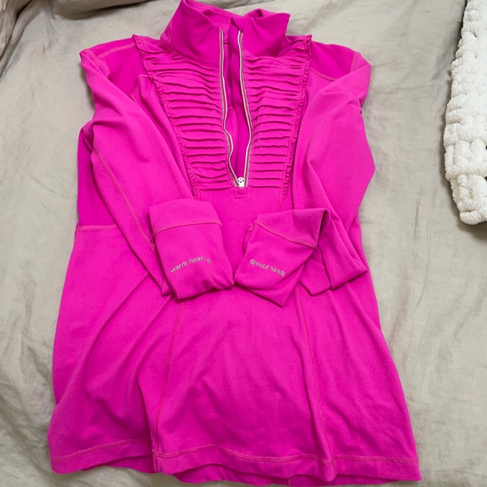 Lululemon half zip long sleeve pullover bright pink size 8